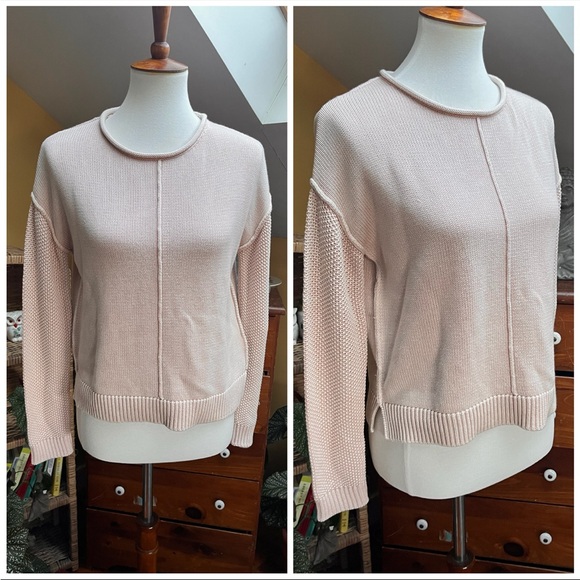Rails Women XS Sweater Erin Sand Washed Blush Pink Textured Long Sleeve - Picture 2 of 9